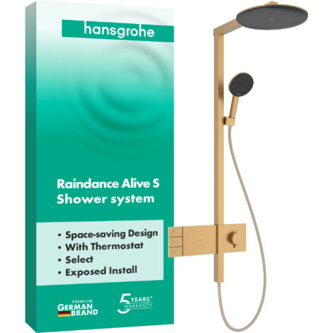 Hansgrohe Raindance Alive S - Set doccia con termostato, diametro 30 cm, 3 getti, bronzo spazzolato 24595140 (1/4)