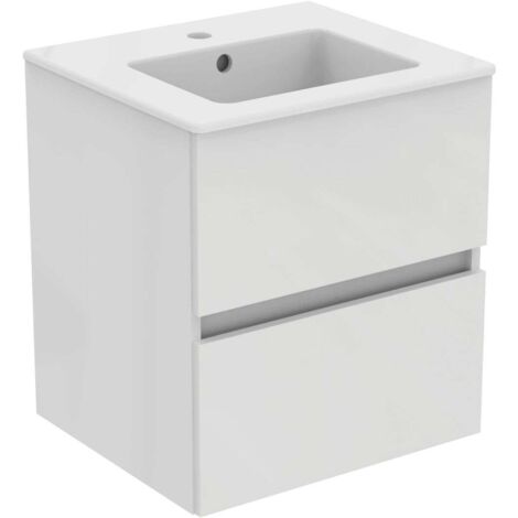 Ideal Standard Eurovit - Mobile con lavabo, 55x50x44 cm, 2 cassetti, bianco lucido R0571WG