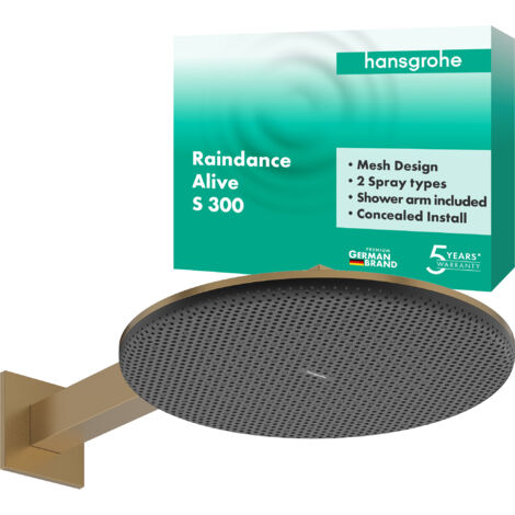Hansgrohe Raindance Alive S - Soffione doccia, diametro 30 cm, 2 getti, bronzo spazzolato 24540140 (1/5)