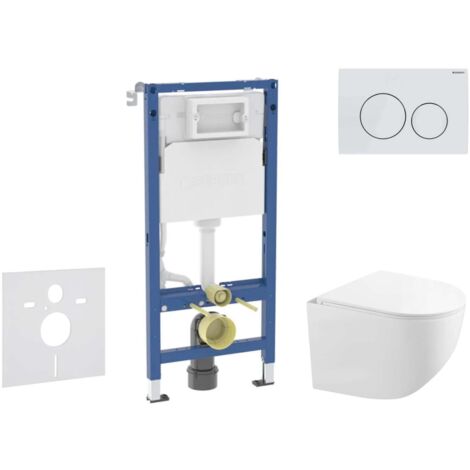 Geberit Duofix - Set con modulo di installazione, vaso WC compatto Gaia e copriwater softclose, placca di comando Delta20, bianco alpino SANI11CA3152B