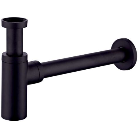 kielle Sifoni - Sifone per lavabo, diametro 32 mm, rotondo, metallo, nero opaco 30901044