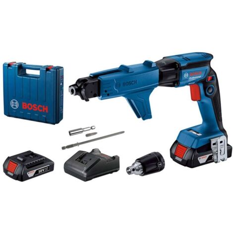 Bosch Professional System 18V: GTB 185-LI Avvitatore a batteria per il montaggio di pannelli de cartongesso (2 batterie GBA 18V 2.0Ah, caricabatterie GAL 18V-20, 1 clip da cintura, 2 inserti de avvita