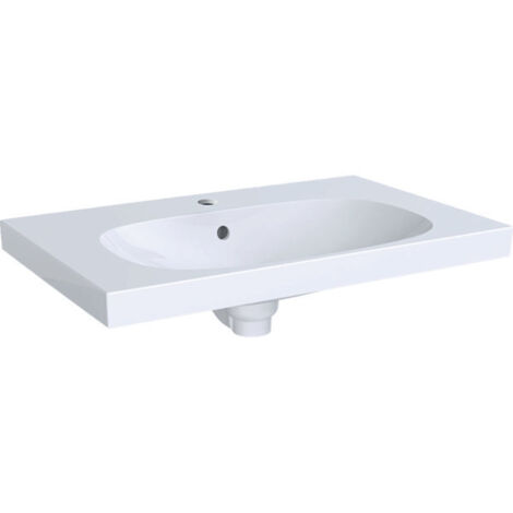 Geberit Acanto Lavabo con ripiano, 75x48,2 cm, foro rubinetto centrale, Bianco