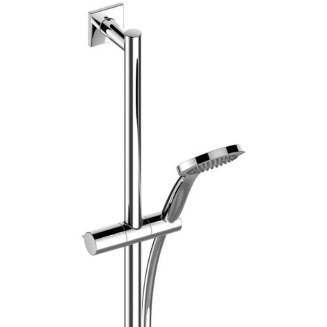 Keuco IXMO - Set doccetta, 3 getti, asta saliscendi 86 cm e flessibile, cromo 59587010802 (1/2)