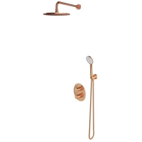 OMNIRES Y - Set doccia termostatico ad incasso, con corpo, diametro 25 cm, 5 getti, rame spazzolato SYSYT05CPB