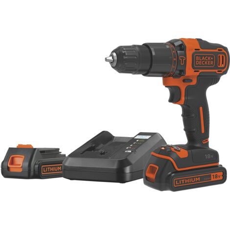 BLACK+DECKER - Trapano avvitatore percussione a batteria 18V, 2x batterie 2,0 Ah Li-Ion, caricabatterie BDCHD18K1B2-QW (1/5)