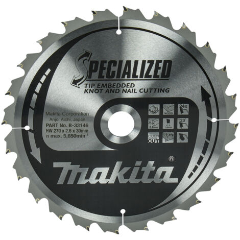 Lama per sega circolare Makita, SPECIALIZED TCT TCT - 270 mm x 30 mm - 2,6 mm - 24 denti - legno con chiodi (1/2)