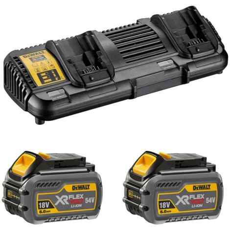 DeWALT Accessori - Set di caricabatterie doppio da 4A, 2x 18/54 V XR FLEXVOLT 6,0 Ah DCB132T2