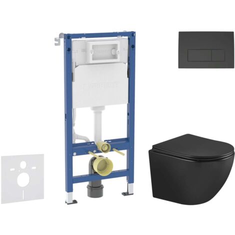 Geberit Duofix - Set con modulo di installazione, vaso WC Oudee e copriwater softclose, placca di comando Delta50, nero opaco SANI11CA5507