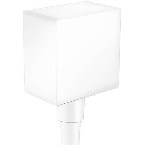 Hansgrohe Fixfit - Attacco per flessibile Square con valvola di ritorno, bianco opaco 26455700 (1/4)