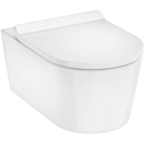 Hansgrohe EluPura S - WC sospeso con sedile SoftClose, Rimless, AquaHelix Flush, EcoSmart, bianco 60344450 (1/4)