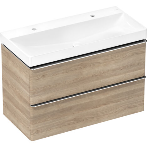 Hansgrohe Xelu Q - Lavabo doppio 100x48 cm, senza troppopieno, 2 fori per miscelatore, SmartClean, bianco 61037450 (1/5)