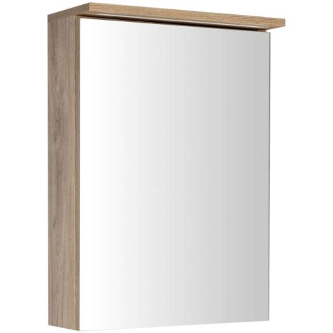 Aqualine KAWA - Mobiletto a specchio con illuminazione a LED, 50x70x22 cm, rovere emporio WGL35S (1/5)