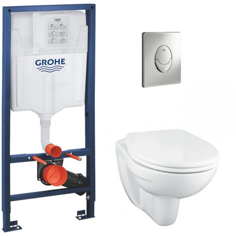 Grohe Solido - Set per WC sospeso, vaso e copriwater, softclose, placca di comando Skate Air, cromo 39192000