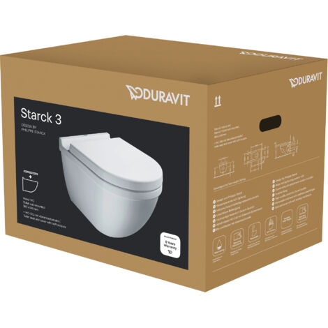 Duravit Starck 3 - WC sospeso, sedile SoftClose, bianco alpino 42250900A1