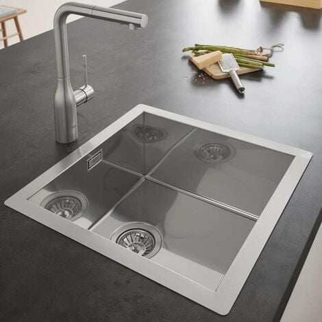 Grohe Lavelli - Lavello K700 con sistema di scarico, 464x464 mm, acciaio  inox spazzolato 31578SD1