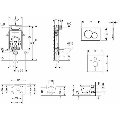 Geberit Combifix - Set per WC sospeso, modulo di installazione e copriwater  ME by Starck, Rimless, SoftClose