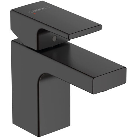 hansgrohe Vernis Shape miscelatore monocomando lavabo 70 con conduzione dell'acqua isolata e set di scarico a tirante nero opaco, 71560670 (1/5)