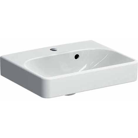Lavamani Geberit Smyle Square con troppopieno asimmetrico, Bianco, 45x16x36cm, foro rubinetto centrale