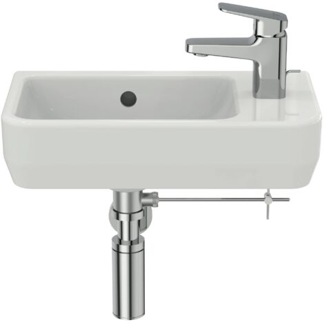 Ideal Standard - i.life S, Lavamani da 45cm con profondità ridotta a 25cm con foro centrale per la rubinetteria e troppopieno, Bianco (1/5)