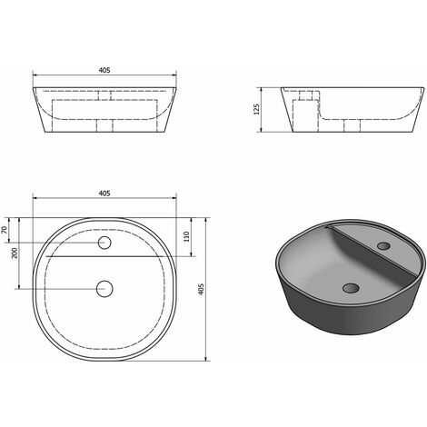 Sapho Lavabi - Lavabo Lugano, Diametro 40,5 Cm, Con Foro Per Miscelatore Senza Troppopieno Bianco Ar491