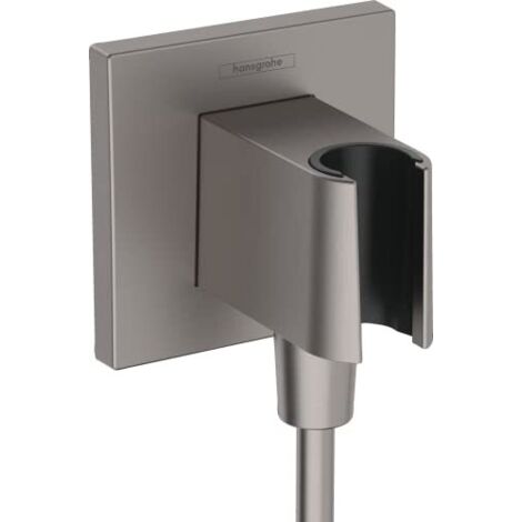 hansgrohe FixFit E Raccordo Parete con Supporto Doccia, Cromo Nero Spazzolato, 26889340