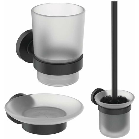 Ideal Standard IOM - Set di accessori per bagno, vetro opaco/nero A9245XG