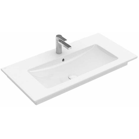 Villeroy & Boch Venticello - Lavabo da mobile 100x50 cm, con troppopieno, con foro per miscelatore, CeramicPlus, bianco alpino 4104ALR1 (1/4)
