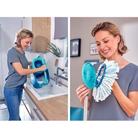 4 testine di ricambio per Clean Twist Disc Mop Ergo, sistema a 2 fibre, rivestimento di ricambio con setole speciali adatte per tutti i tipi di terreno