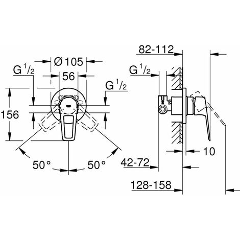 Grohe BauLoop - Miscelatore doccia ad incasso, con corpo incasso, cromo ...