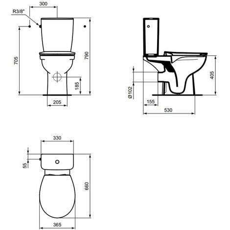 Ideal Standard Eurovit - Vaso Per WC Monoblocco, Rimless, Bianco WV02501