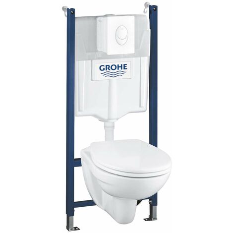 Grohe Solido - Set con modulo di installazione, vaso e copriwater softclose, placca di comando Skate Air, bianco alpino 39116000