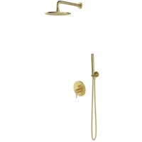 OMNIRES Y - Set doccia con miscelatore da incasso, con corpo, diametro 25 cm, ottone spazzolato SYSY35BSB