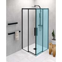 Polysan Altis Line - Porta della doccia, 80x200 cm, nero opaco/vetro trasparente AL1582B
