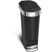 simplehuman CW1390 cestino sottile con pedale e bordo per sacchetti, pattumiera da cucina, nero plastica, 40 L
