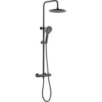 kielle Nefia - Set doccia con termostato, 24 cm, 3 getti, nero opaco 20627014E