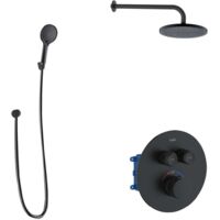 kielle Oudee - Miscelatore termostatico da incasso, per 2 utenze, con accessori EcoSpare e corpo incasso, nero opaco 20602SPT104