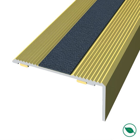 Forestea – Nez de marche antidérapant en aluminium – Adhésif couleur or – Longueur 120 cm – Largeur 4,2 cm – Hauteur 2,1 cm pour sécurité escalier
