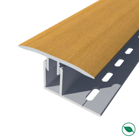 Barre de seuil joint dilatation + base alu replaqué chêne brut Lg 135cm x larg 3,5cm ht 1cm (1/2)