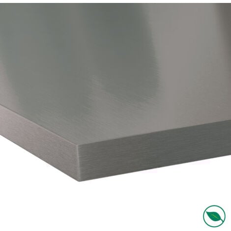 Plan de travail stratifié HPL aluminium 3000 x 650 x 38 mm FSC
