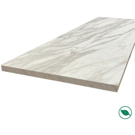 Plan de travail stratifié HPL marbre blanc 2000 x 650 x 38 mm FSC