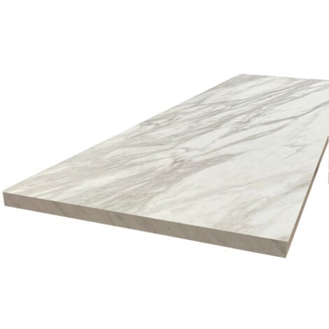 Plan de travail stratifié HPL marbre blanc 2000 x 650 x 38 mm FSC