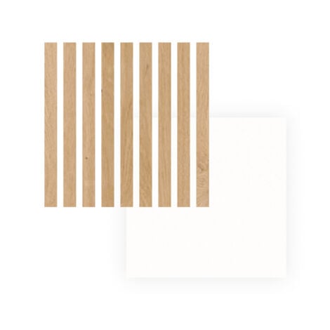Lot de 2 panneaux tasseaux MDF chêne clair sur fond blanc 2500 x 300 x 20 mm-1,435 M2 PEFC 70%