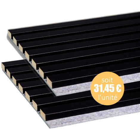 Forestea – Lot de 2 panneaux acoustiques en MDF sur feutrine grise 2600x300x17mm – Amélioration acoustique – Label PEFC 70%