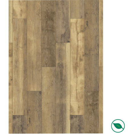 Forestea – Sol stratifié effet parquet 10 mm – 7 lames pour 1,76 m² – Technologie 1clic 2go pure+ – Chanfrein rainures en V – Classification 33/AC5