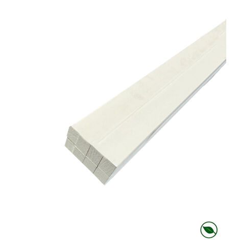 Lot de 8 tasseaux sapin du Nord prépeints blanc 2400 x 27 x 21 mm FSC (1/2)