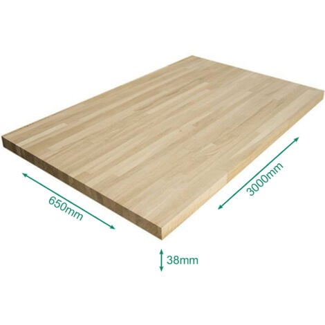 Plan de travail Chêne massif lamellé collé abouté 3000 x 650 x 38 mm - FSC100%
