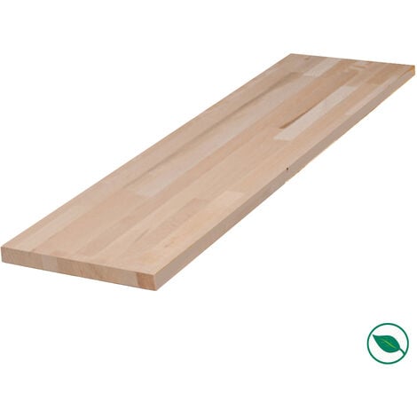 Tablette hêtre massif lamellé collé abouté 2000 x 600 x 18 mm - FSC 100%