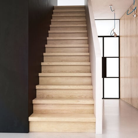 Lot de 2 marches rénovation d'escalier stratifié chêne clair 1000 x 250 x 56 mm - PEFC 70%