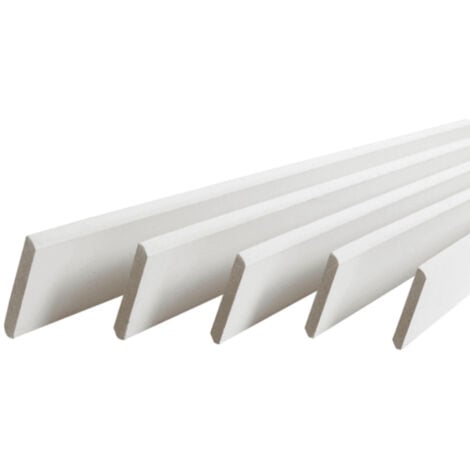 Pack promotionnel de 5 plinthes MDF revetu blanc bord arrondi 2000 x 95 x 9 mm - PEFC 70%.